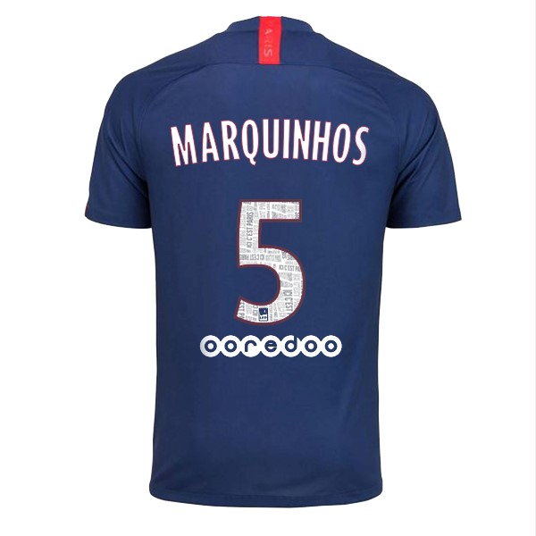 Camiseta Paris Saint Germain NO.5 Marquinhos 1ª 2019/20 Azul